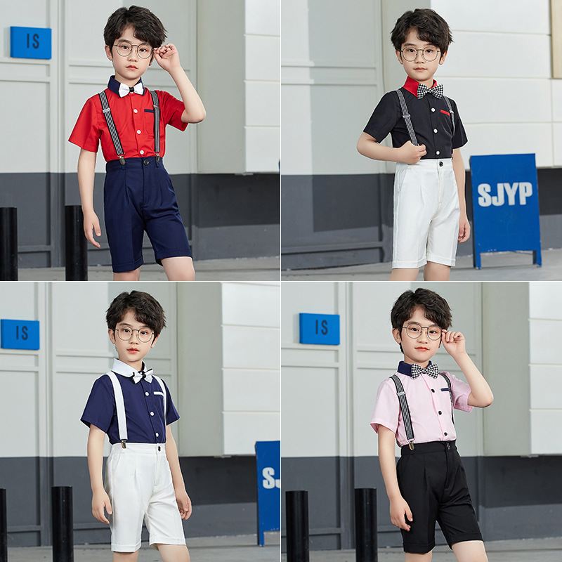 男童夏款套装六一韩版背带裤礼服