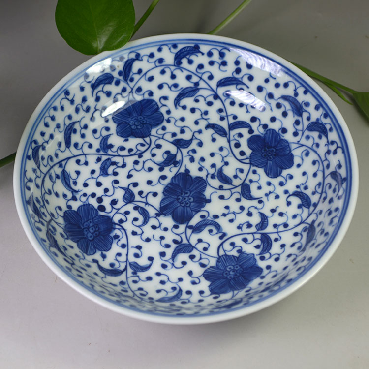 景德镇陶瓷盘子家用点心水果碟复古手绘青花茶壶承仿古赏盘摆件