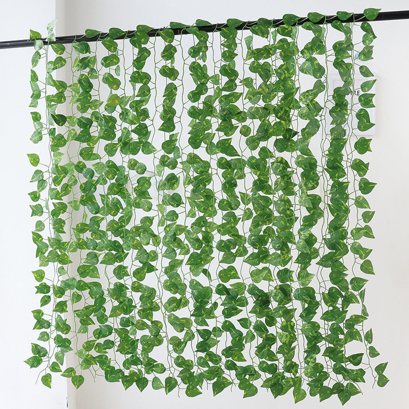 仿真葡萄叶子绿叶藤条塑料花藤蔓装饰道具水管道吊顶缠绕绿植假花
