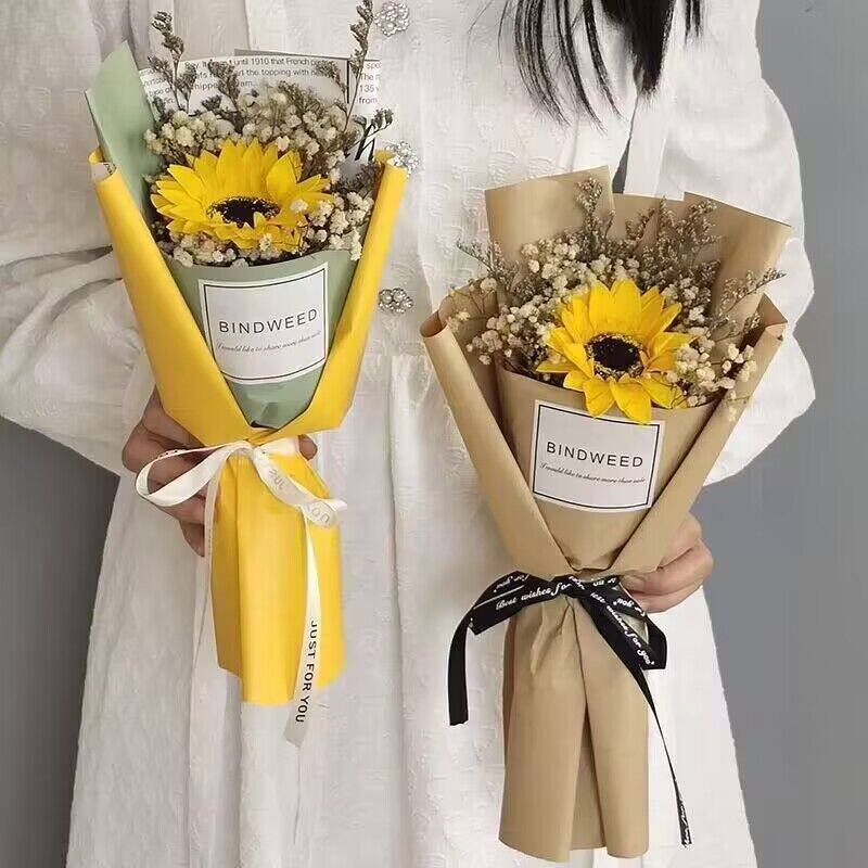 向日葵小花束单支永生花干花送老师仿真太阳花毕业季礼物拍照道具