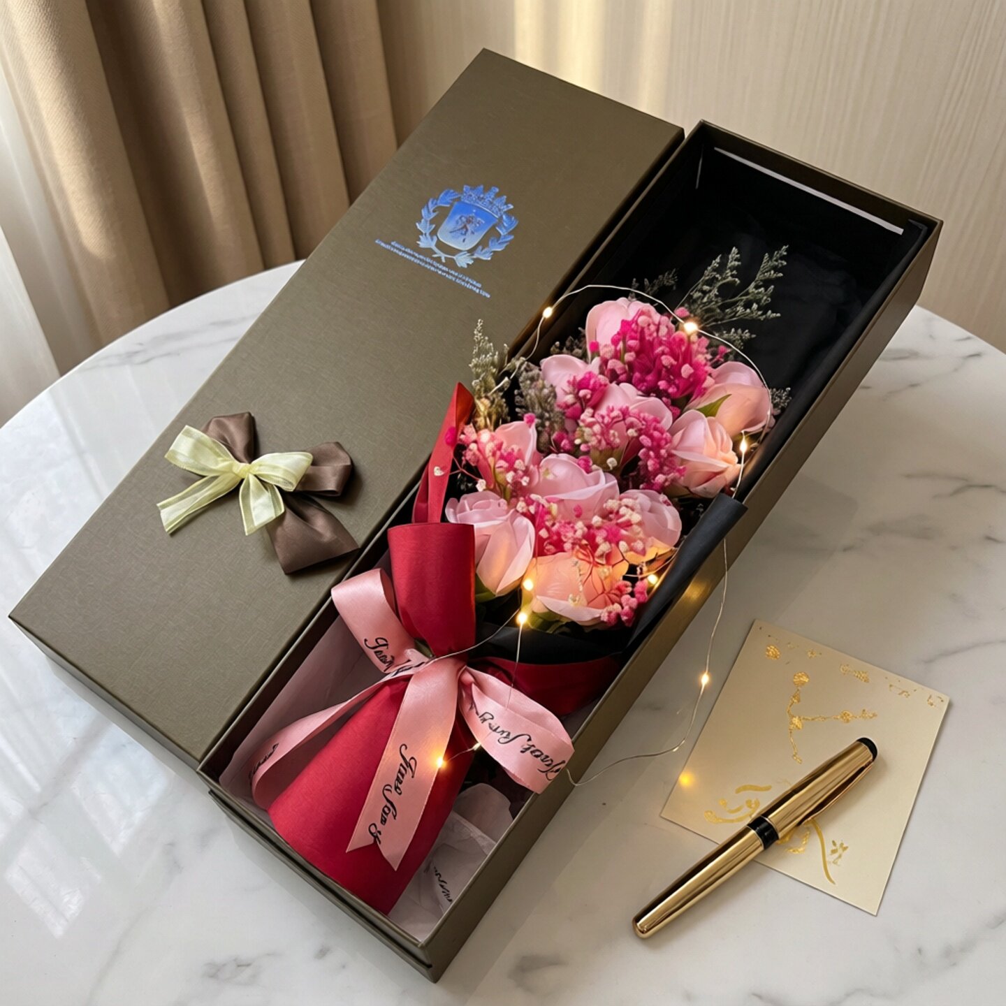混搭干花玫瑰香皂花礼盒520情人节花束送女友生日礼物手工仿真花