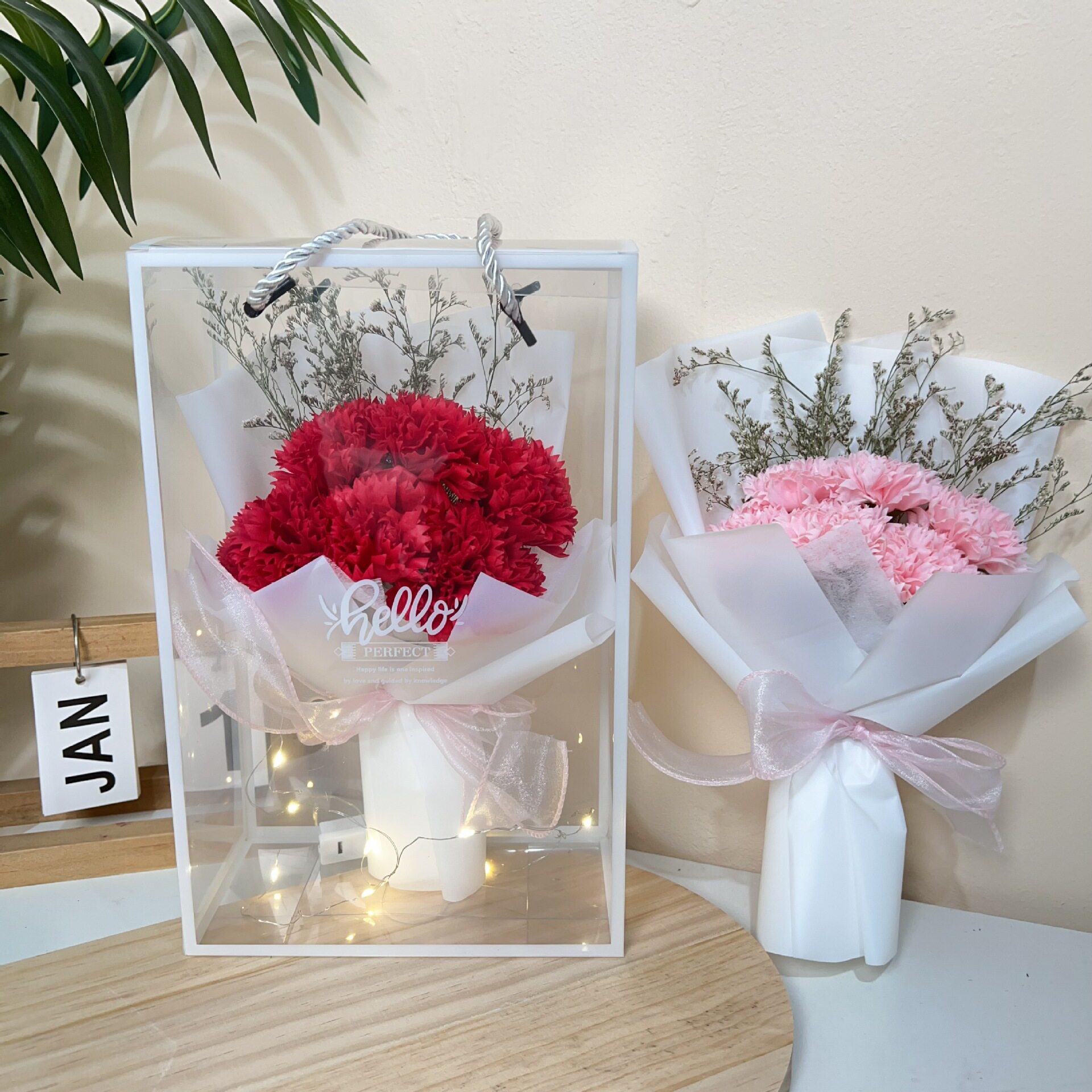 康乃馨花束香皂花礼盒520母亲节礼物送妈妈老婆成品仿真花摆件