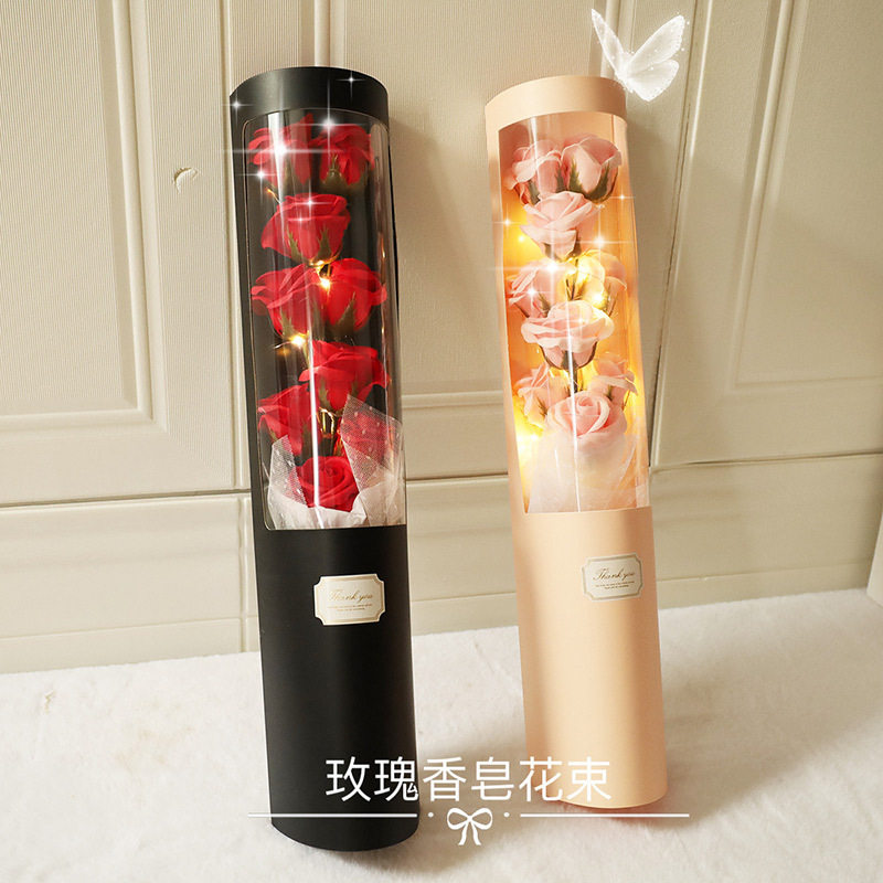 520情人节礼物送女友永生花花束成品仿真玫瑰花香皂花礼盒抱抱桶