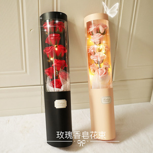 520情人节礼物送女友永生花花束成品仿真玫瑰花香皂花礼盒抱抱桶