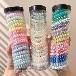 高品质电话线发圈高弹力波点发绳夏天头绳女发饰耐用无痕塑料薄荷