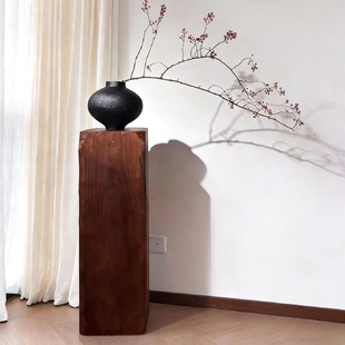 中古侘寂风实木墩子花架服装店摆件装饰原木底座民宿玄关边几角几