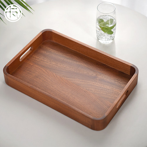 非洲乌檀木实木托 托盘家用面 面包点心早餐盘茶具水杯茶杯收纳盘