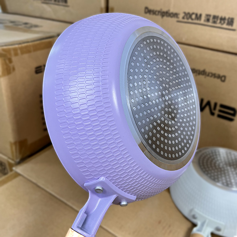 麦饭石不粘锅家用炒菜锅小号两用燃气电磁炉专用平底锅深煎锅炒锅图片
