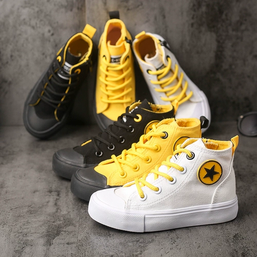 Детская высокая тканевая повседневная обувь для мальчиков, весенние кроссовки, осенняя