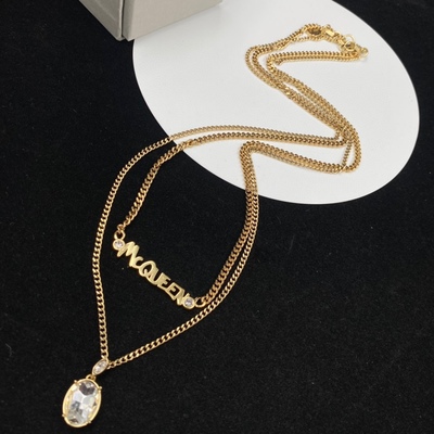 时尚街拍网红个性复古双层链镶钻项链毛衣链女气质百搭