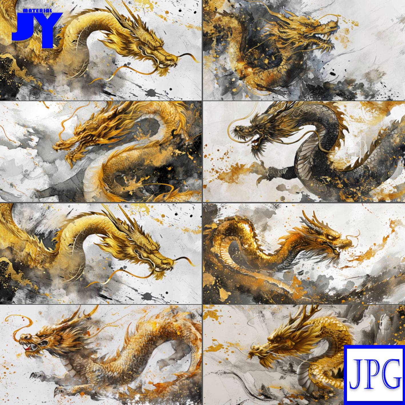 中国龙金色墨龙3d立体效果高清大图设计背景装饰挂画jpg素材