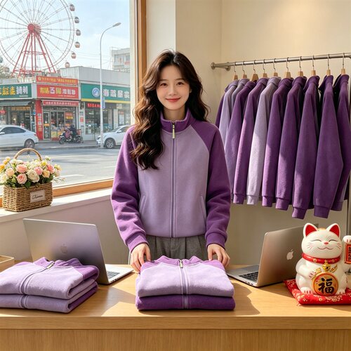 摇粒绒卫衣定制幼儿园老师工作服托管班美容院母婴店工装外套logo