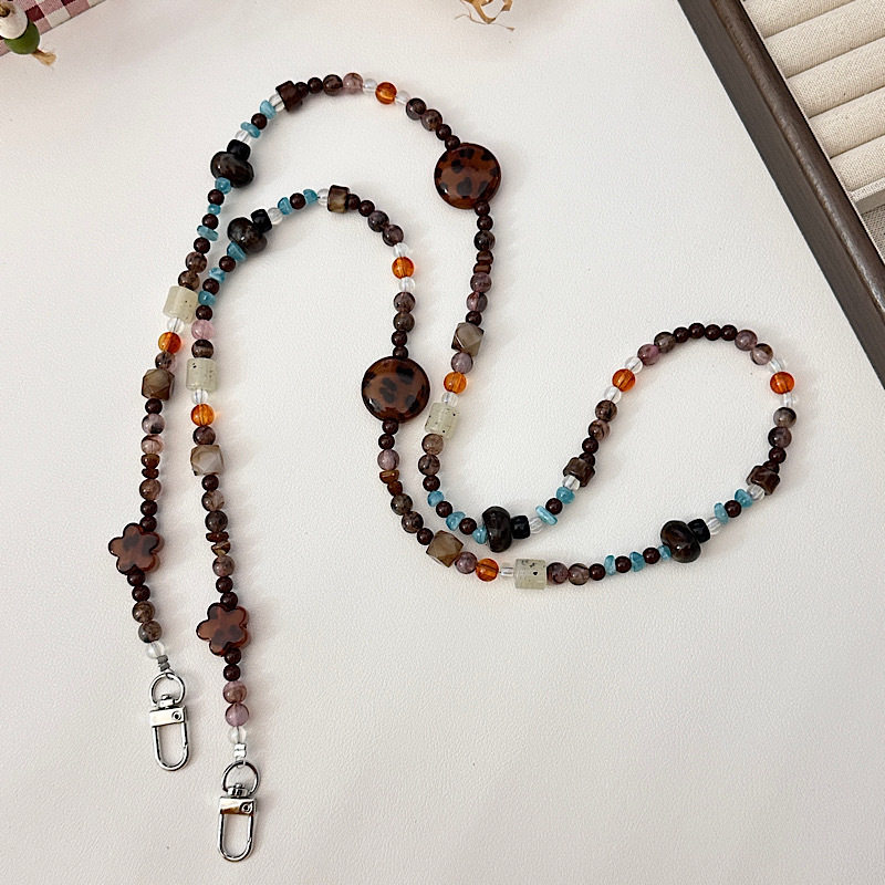 琥珀硬糖秋冬美拉德氛围长款链ins风棕色系ccd链复古斜挎链条