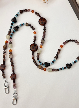 琥珀硬糖秋冬美拉德氛围长款链ins风棕色系ccd链复古斜挎链条