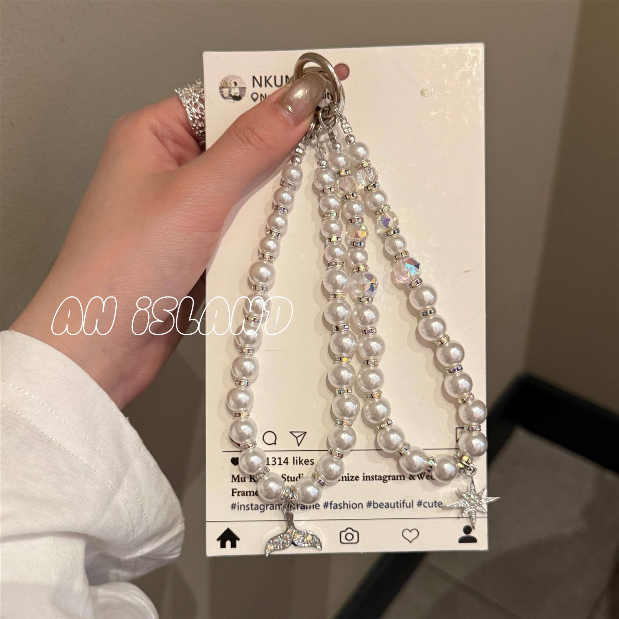 ins简约百搭链条闪钻鱼尾星星ccd短挂绳包包链钥匙扣饰品