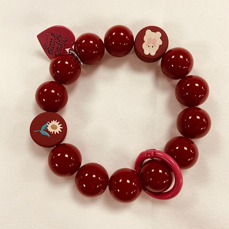 可爱兔子串珠手链条适用苹果手机便携手腕带华为小米挂链挂绳链条