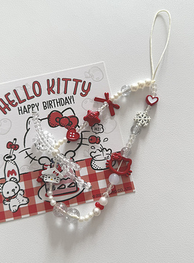 ins韩国少女房屋红色kt猫链ccd相机挂链装饰可爱新款链条手工