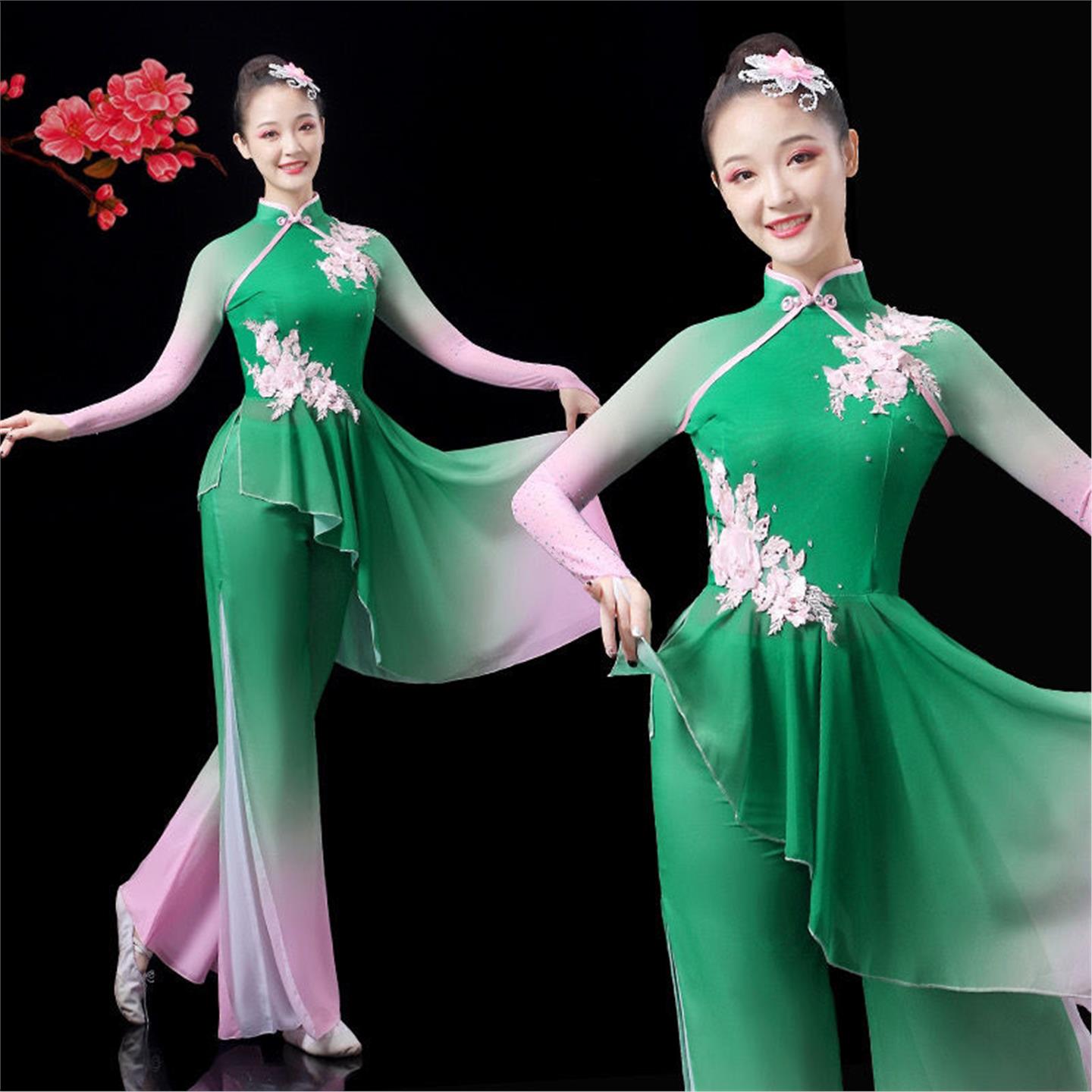 2025新款古典舞演出服女胶州民族扇子伞舞蹈服装广场舞秧歌服套装