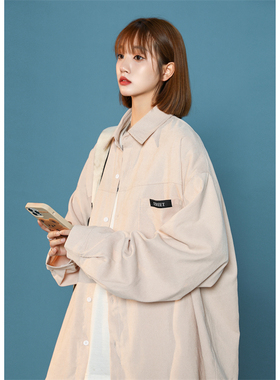 速发2024新款纯色百古衬衣vitage搭着感长外袖套