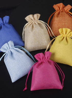 复古小香包香囊空袋衣柜除味袋纯色麻布袋定做尺寸印logo