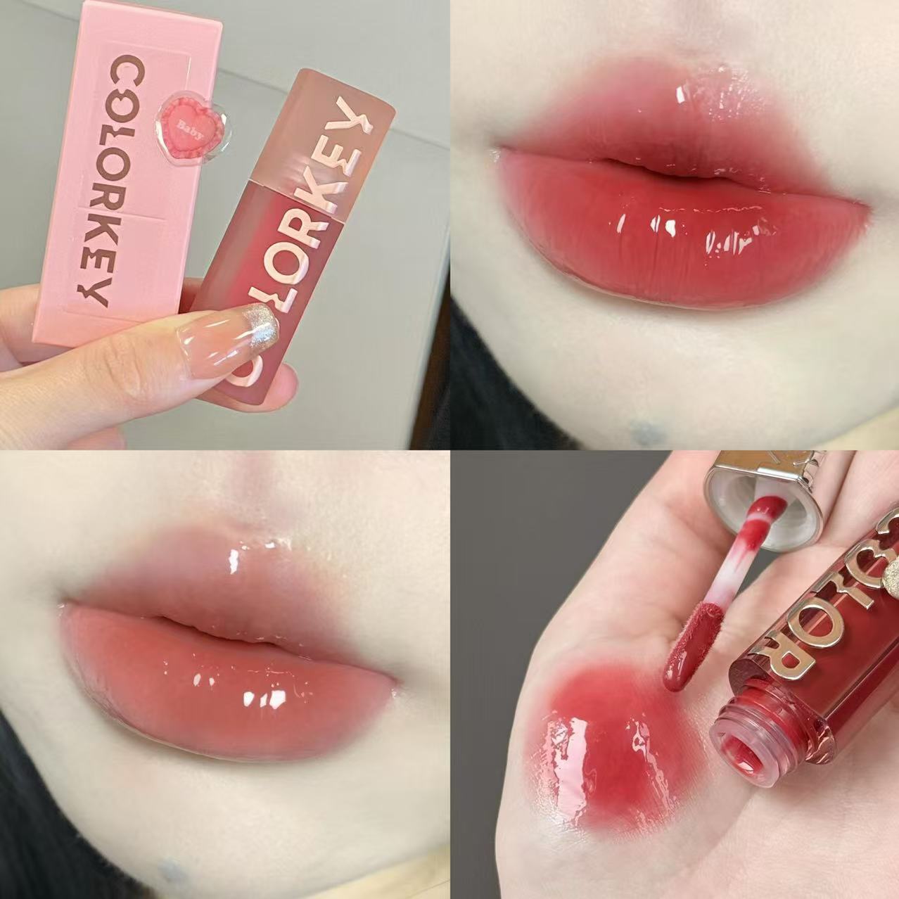 colorkey珂拉琪水波波唇蜜精华相拥自然镜面水光p036裸粉色唇釉女