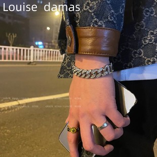 镶钻古巴链手链男ins潮嘻哈欧美蹦迪手环 Louise damas王一博同款