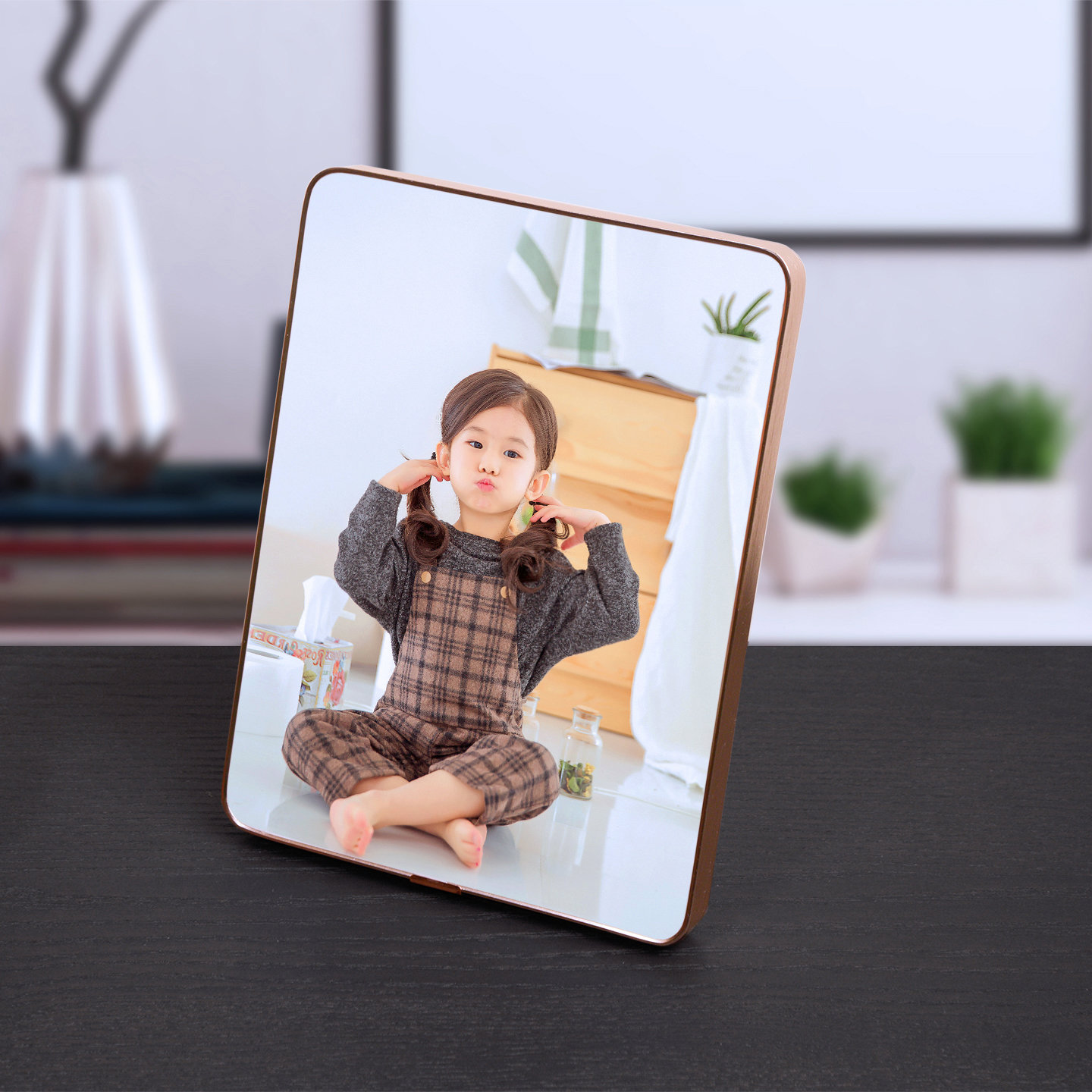 铝合金窄边圆角相框照片冲印摆台