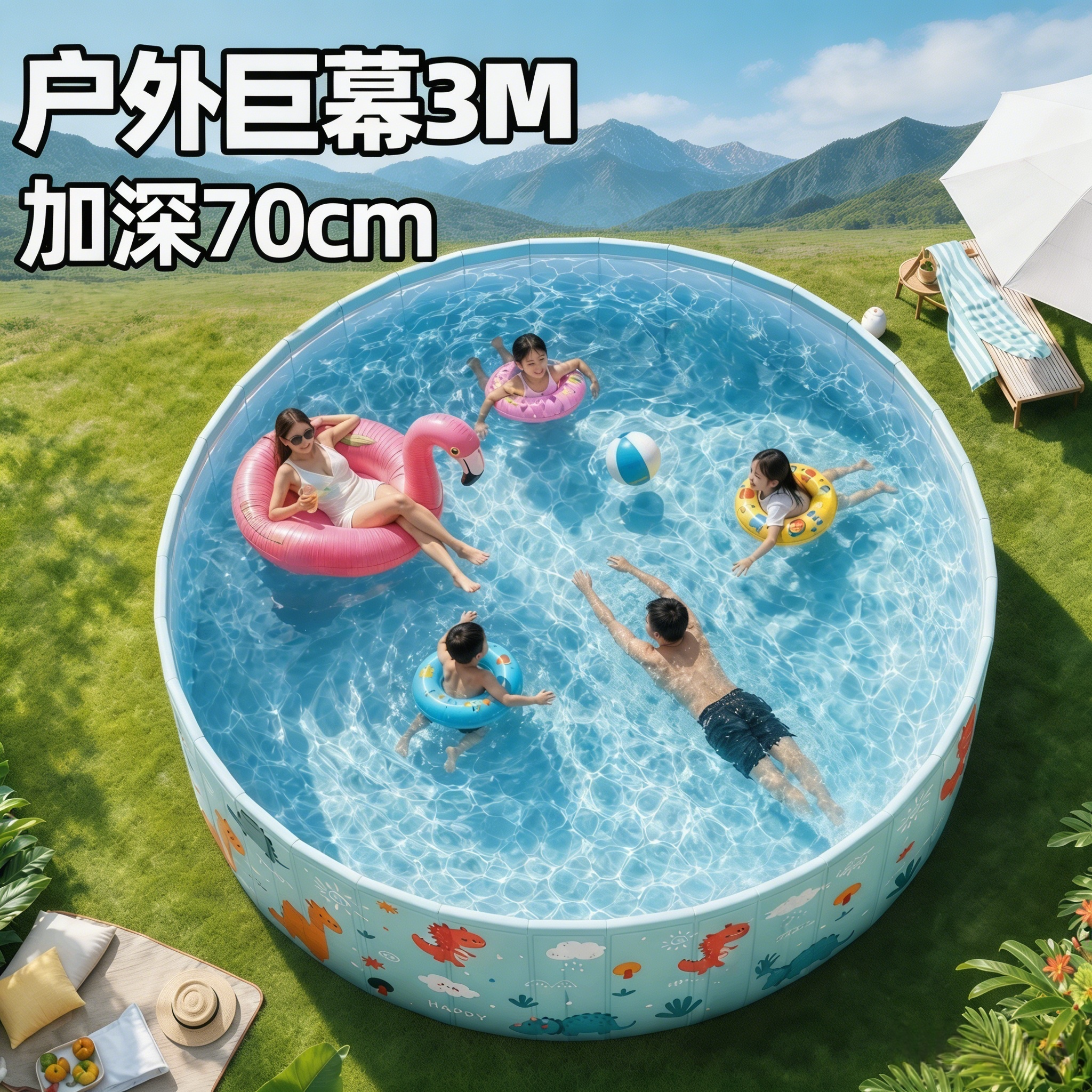 大型游泳池夏天儿童家用室外家庭免充气可折叠玩水池便携式大水池