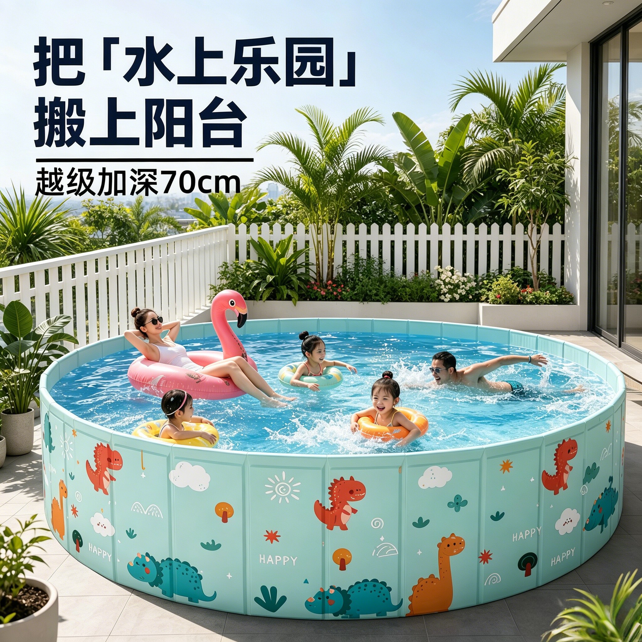 儿童家用大号游泳池阳台室外家庭折叠大水池婴儿小孩宝宝户外水池