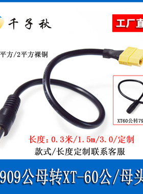 XT60航模公母头转DC7909/8.0mm公母头纯铜蓄电池电源充电线连接线
