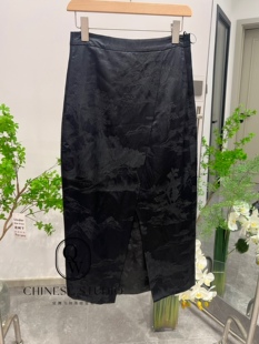 新中式国风重工刺绣半身裙女2024夏季新款显瘦别致高腰中长款裙子