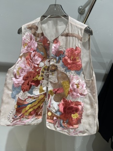 欧洲站2025夏款新中式国风重工刺绣百搭真丝马甲背心上衣