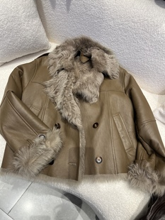 2025冬季新款海宁高端原生态小湖羊皮毛一体女短款西装领皮草外套