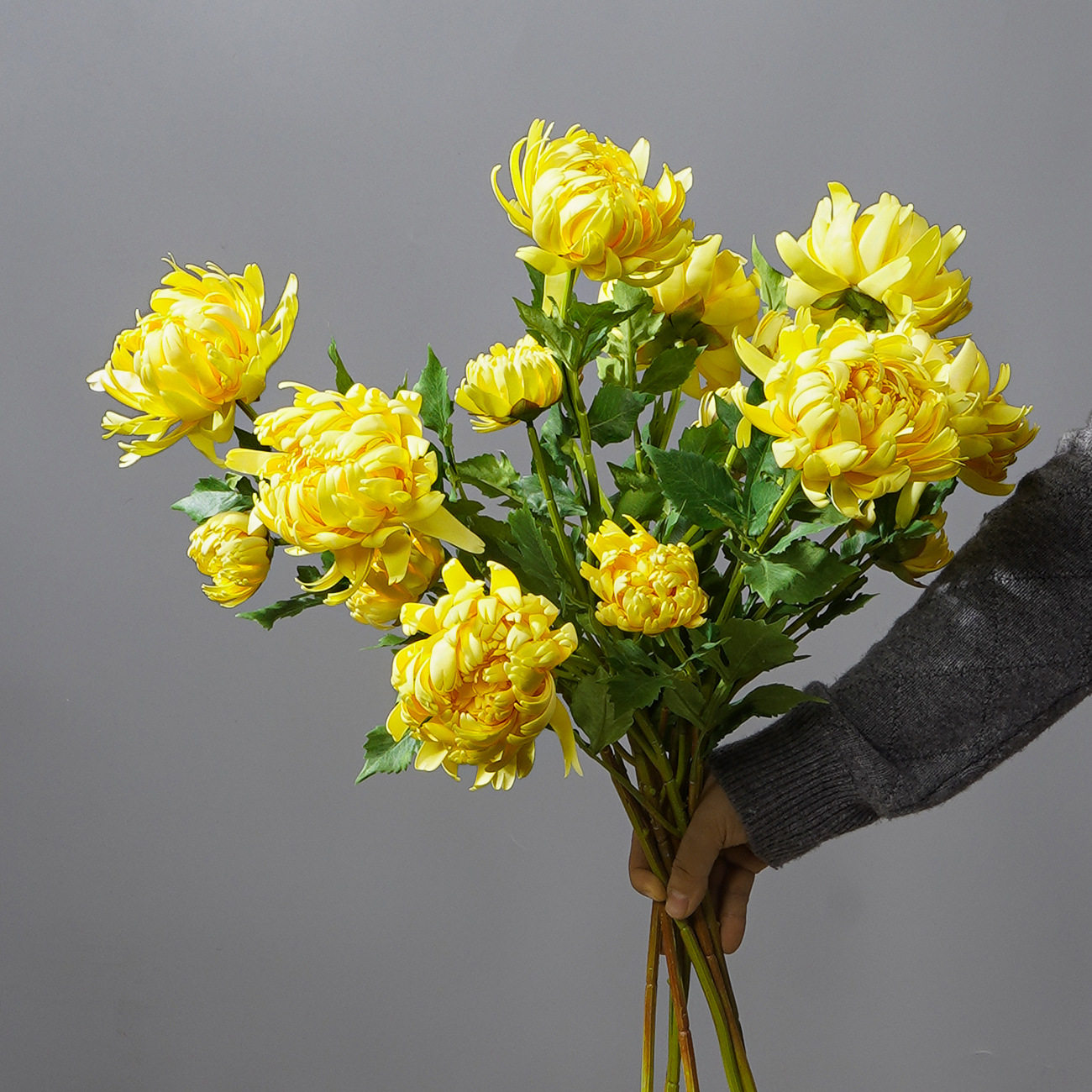 仿真花高级湿感 菊花金丝菊造景祭拜假花上坟摆件人造花束富贵菊