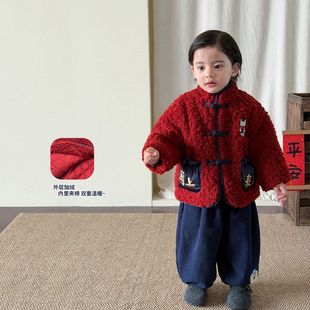 蔗梨童装男童套装冬装加厚新中式国风儿童衣服婴儿男宝外套灯笼裤