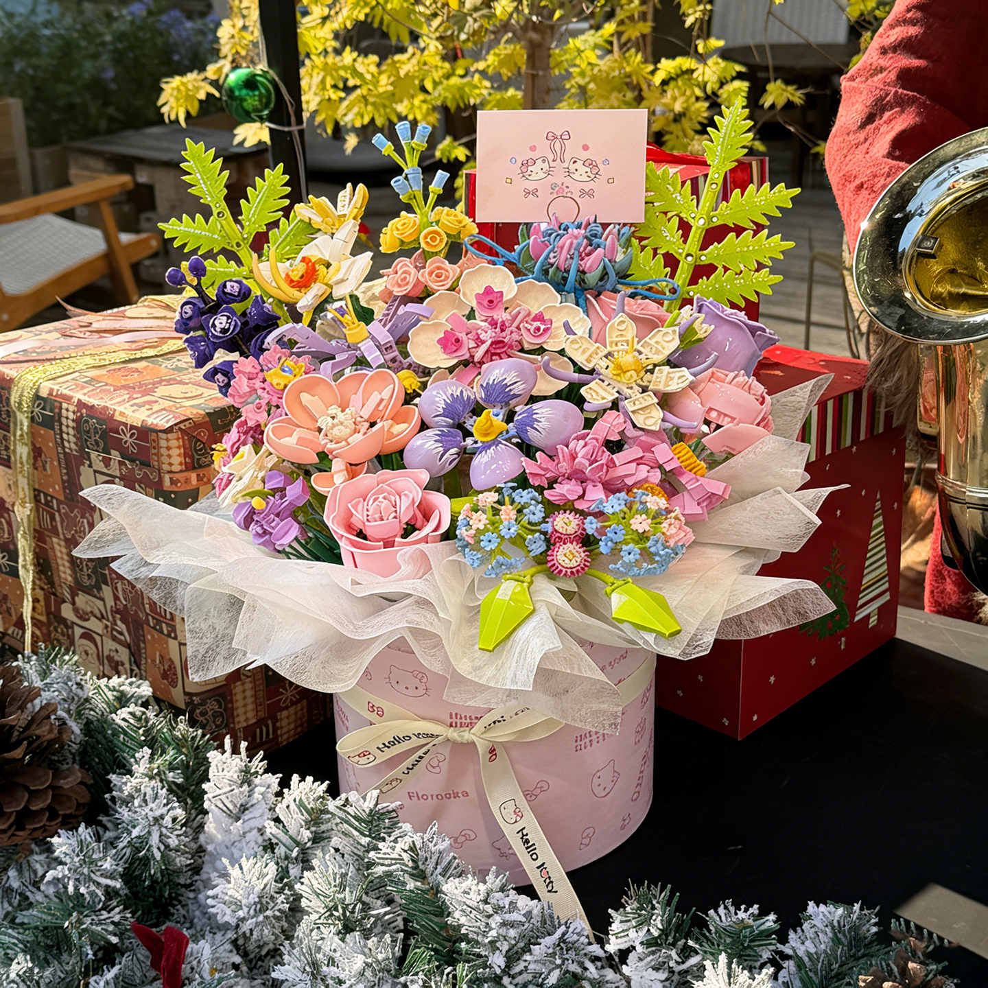 积木花礼整套玫瑰永生花束生日手工拼装女生闺蜜节日礼物抱抱桶