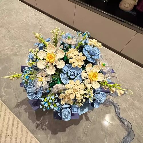 520情人节玫瑰积木永生花束套装礼物生日手工diy拼装送女生男朋友