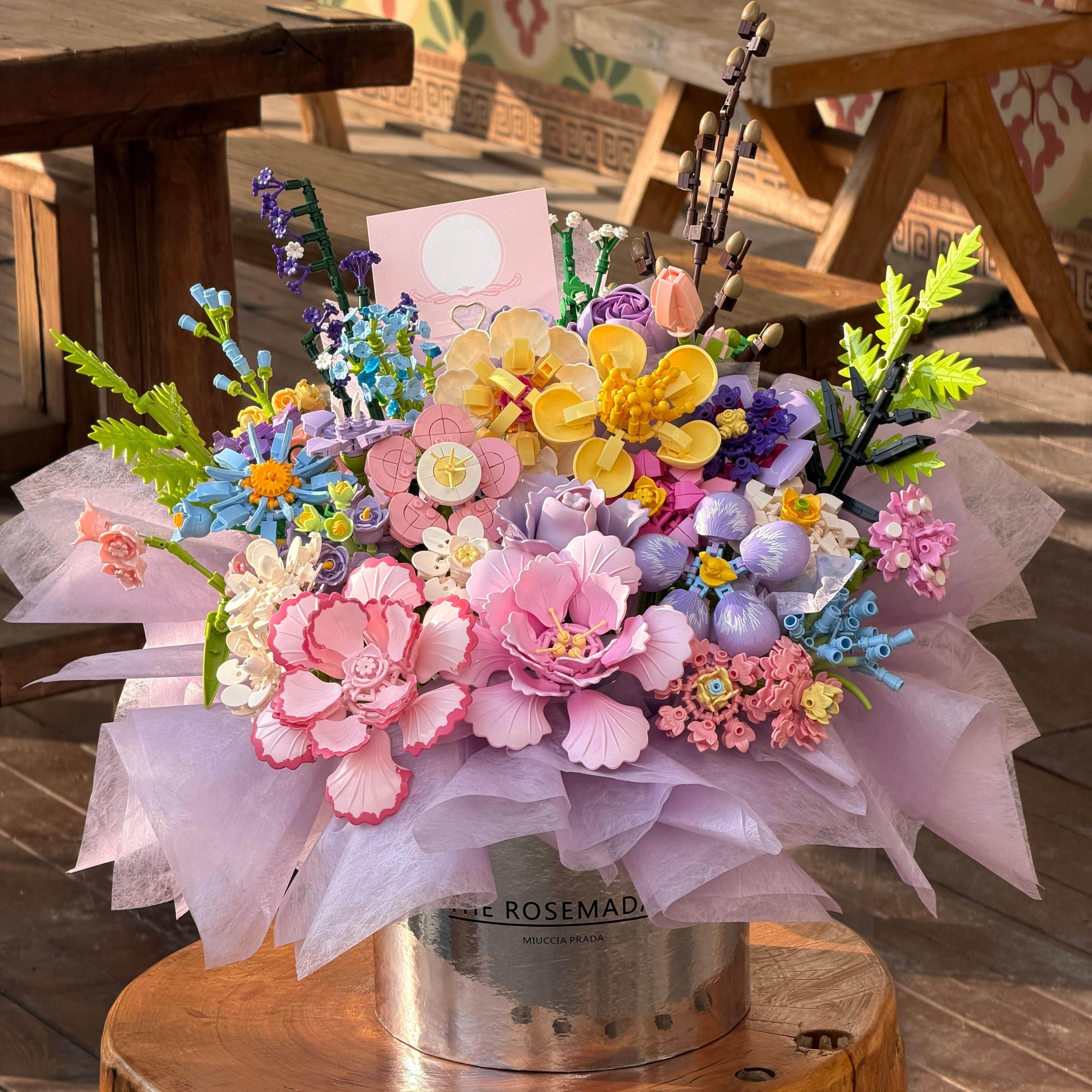 情人节仙气玫瑰积木永生花束套装礼物生日手工拼装女生高颜值母亲