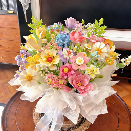 高颜值积木永生花束整套玫瑰积木情人节生日礼物手工DIY拼装女生