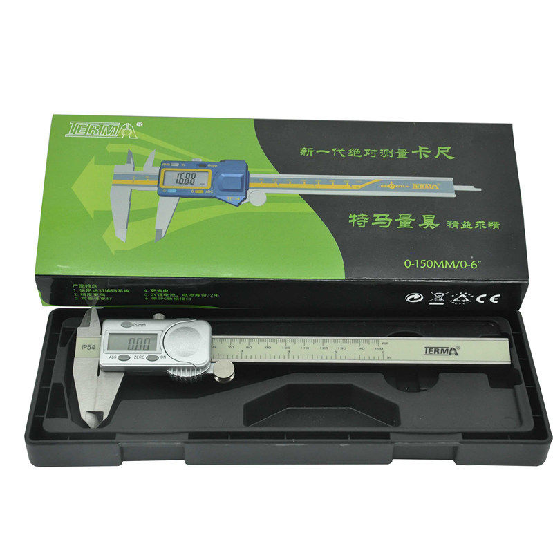 TERMA特马数显卡尺0-200mm 电子游标卡尺200*0.01mm IP54防护数显