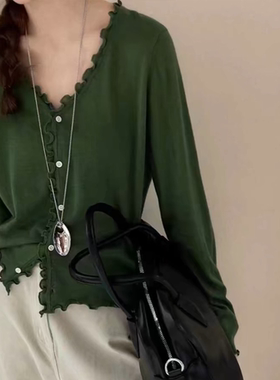 /木耳边/新粉必入/针织开衫女长袖宽松外套【衣长58胸围100】 013