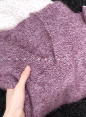 高高货！万人迷！[V领琥珀紫]花纱拉绒套头宽松长袖保暖毛衣 9917