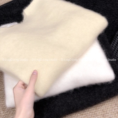 新品 一字领拉绒 全毛纯色圆领套头宽松长袖 冬季 针织衫 毛衣9025