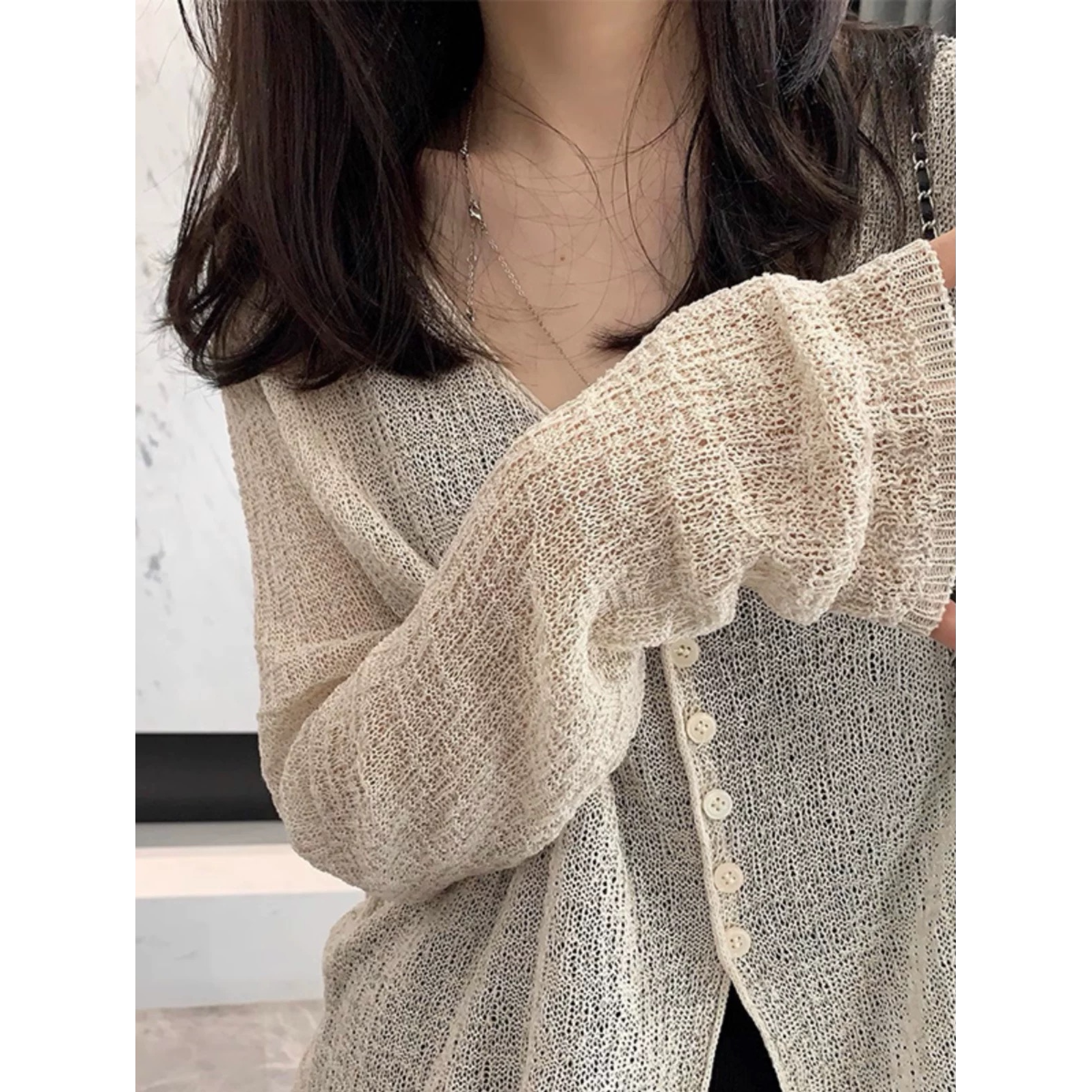 新粉必入！/薄雾纱/薄开衫针织衫女【衣长58胸围108】010