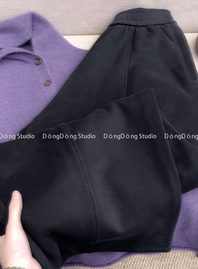 气质加分[弯刀神裤]秋冬加绒裤子松紧腰宽松百搭休闲阔腿裤 5888