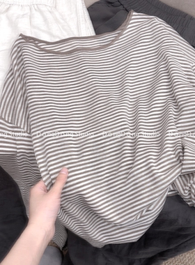 冬冬强推！/生椰拿铁/条纹女士长袖T恤【衣长62胸围120】9085