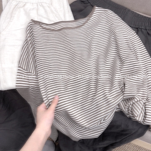 冬冬强推！/生椰拿铁/条纹女士长袖T恤【衣长62胸围120】9085