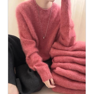 加大加厚！[柔光滤镜圆领]花纱拉绒套头宽松长袖针织衫毛衣 9296A