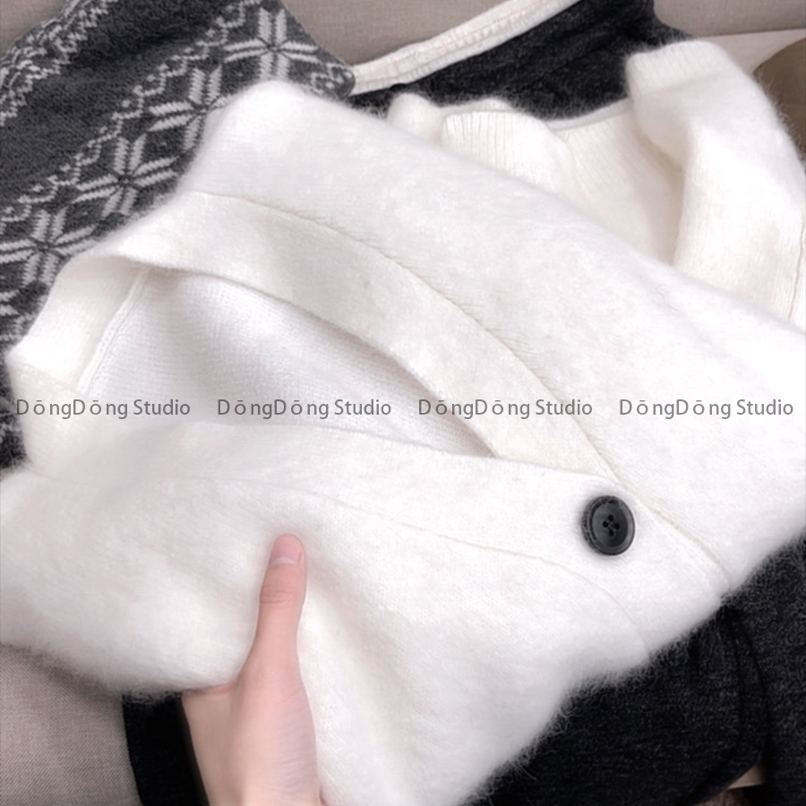 保暖神器！[狍绒开衫]大版纯色V领针织开衫宽松长袖毛衣外套 9021