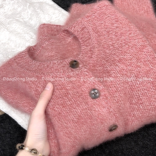 新粉更优惠！[柔光滤镜开衫]花纱拉绒宽松长袖针织衫毛衣外套9221